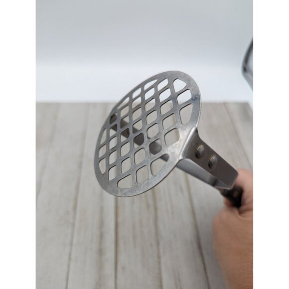 Vintage Potato Vegetable Masher #3 Black Handle Utensil 9" USA Stainless Steel - Picture 6 of 7